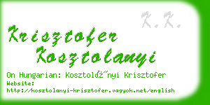 krisztofer kosztolanyi business card